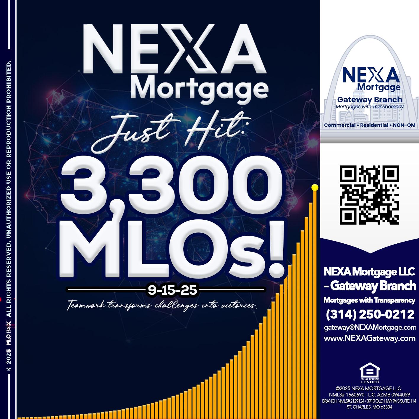 NEXA JUST HIT 3300 MLOS - Dylan J. Estes -Branch Manager